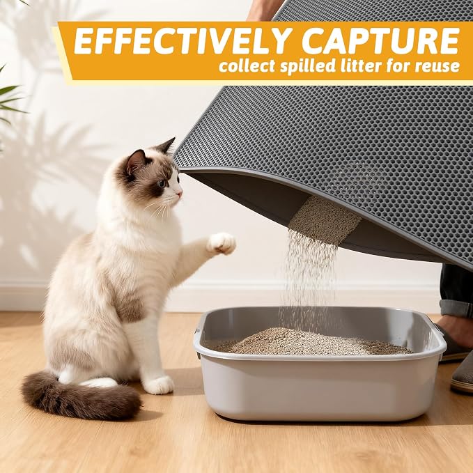 Pieviev Cat Litter Mat Double Layer Waterproof Urine Proof Trapping Mat 1 Pack) - Image 5