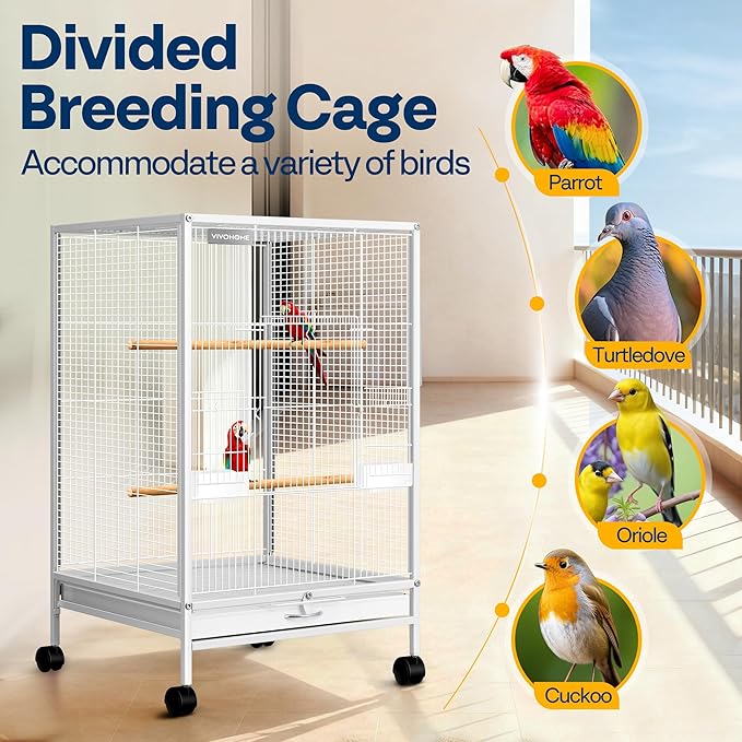 VIVOHOME 30 Inch Height Wrought Iron Bird Cage - Image 6