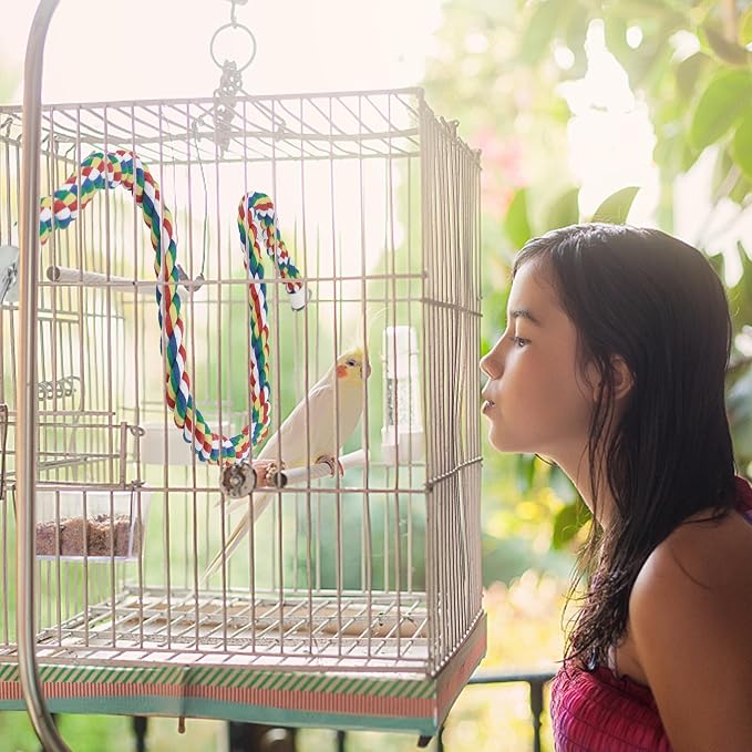 Bird Rope Perches for Parrots, Cockatiels, Budgie Cages Comfy Birds Colorful - Image 3