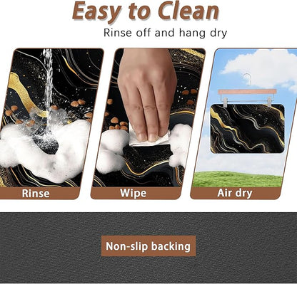 Marble Pet Feeding Mat, Non-Slip Rubber Backing Mat, Cat Dog Accessories - Image 4