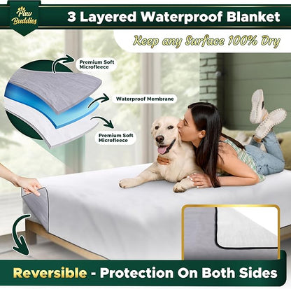 Paw Buddies Waterproof Blanket 80"x90" – Reversible Microfleece Throw - Image 2