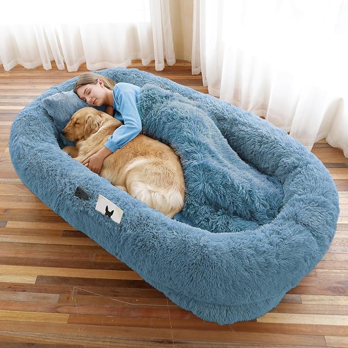 Human Dog Bed, Washable Faux Fur Pet Bed by WROS
