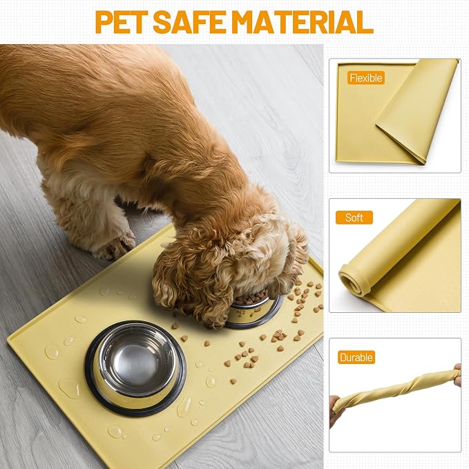 Hubulk Dog Feeding Mat, 100% Waterproof Food Grade Silicone Pet Food and Water - Image 5