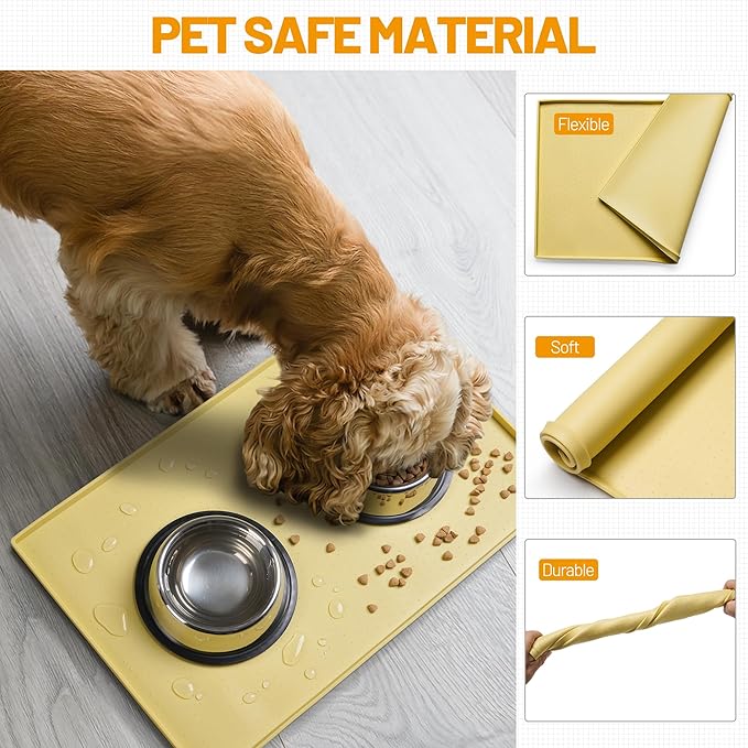 Hubulk Dog Feeding Mat, 100% Waterproof Food Grade Silicone Pet Food and Water - Image 5