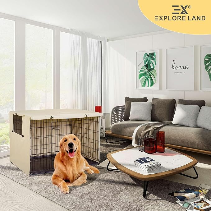 Explore Land 42 inches Dog Crate Cover Heavy Duty Polyester Pet Kennel Sunshade - Image 5