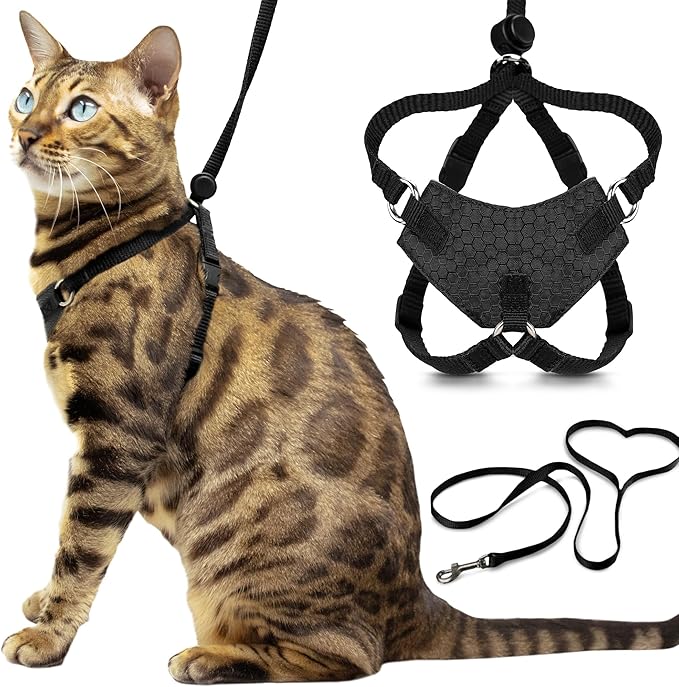 Houdini™ Escape Proof Cat Harness and Leash Set by OutdoorBengal – Black by OutdoorBengal