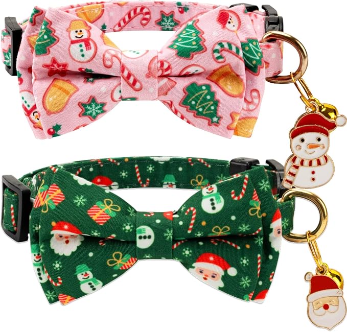 2 Pack Cotton Cat Collar with Bow Tie and Bell by Unknown