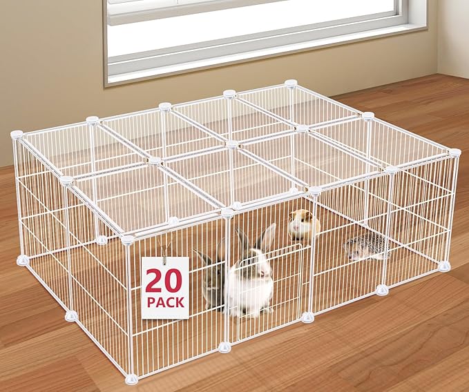 20 Panels Small Animal Playpen, Pet Playpen, C&C Cage by VISCOO