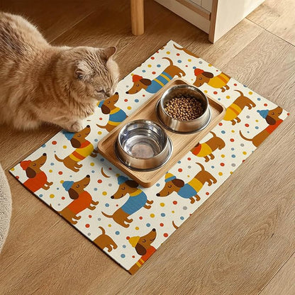 Adorable Dachshund Puppy Pet Food Mat - Image 2