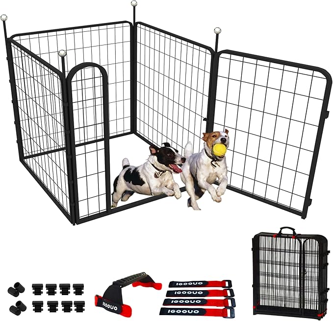 Portable Dog Crates & Playpen, Indoor/Outdoor, Easy-Carry Straps, One Door by IGOOUO
