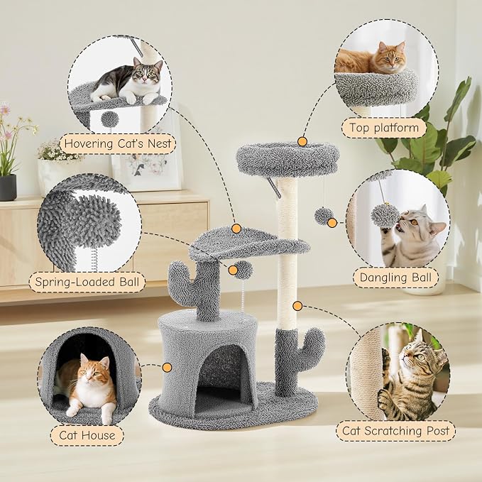 DUMOS 33-inch Cat Tree Tower for Indoor Cats, Small Cat Scratching Post - Image 4