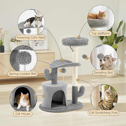DUMOS 33-inch Cat Tree Tower for Indoor Cats, Small Cat Scratching Post - Image 4