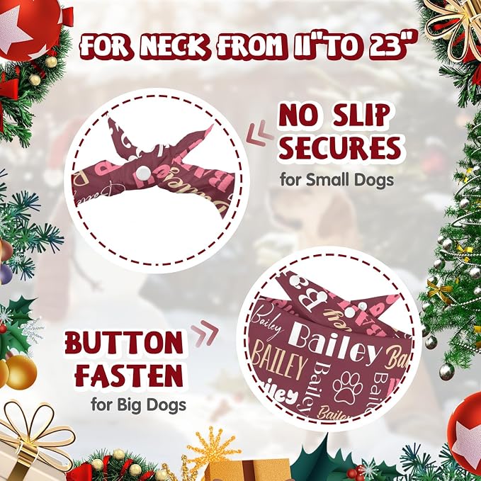 Personalized Dog Bandanas Custom Neckwear Name Button Anti-loosening Dog Scarf - Image 4