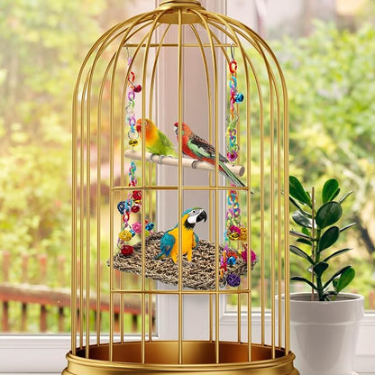 Bird Swing Mat with Wood Perch, AHIER Seagrass Bird Hammock - Image 6