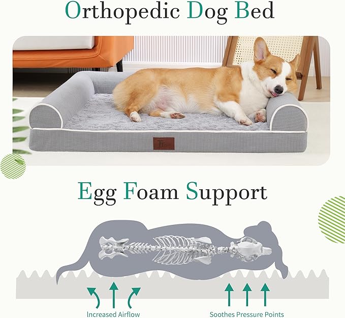 Orthopedic Dog Beds for Small Medium Dogs, Waterproof Lined Egg Crate Foam Pet - Image 2