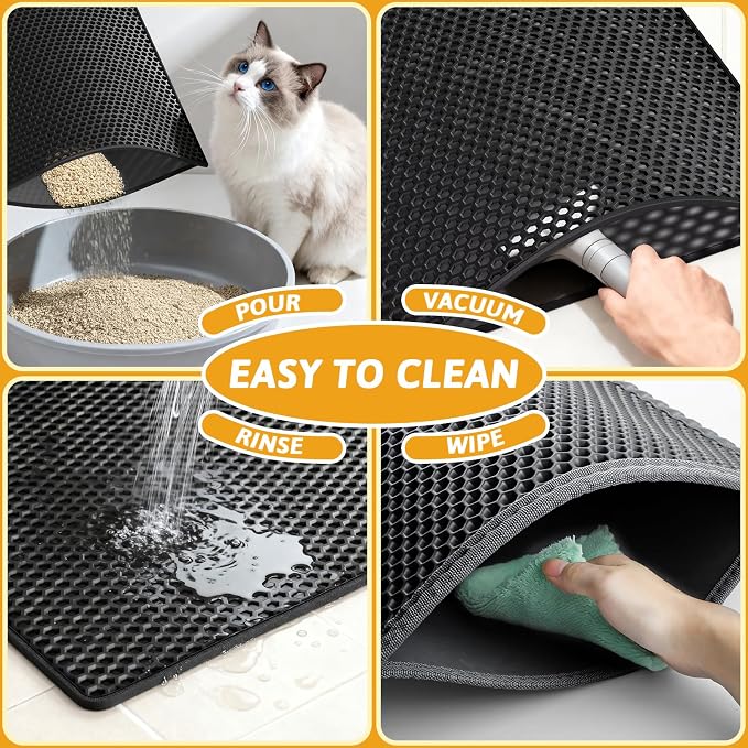 Pieviev Cat Litter Mat Double Layer Waterproof Urine Proof Trapping Mat 1 Pack) - Image 6