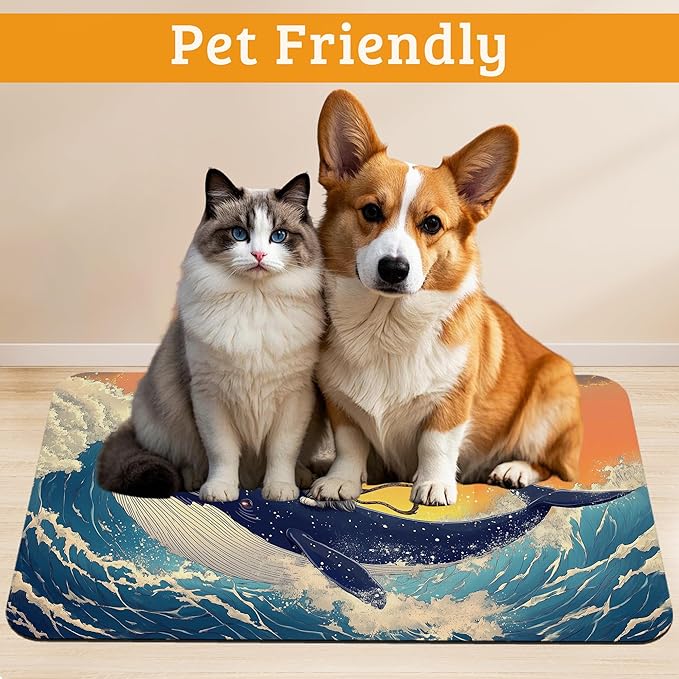 Dog Bowl Mat, Cat Shark Pet Feeding Mat - Image 2