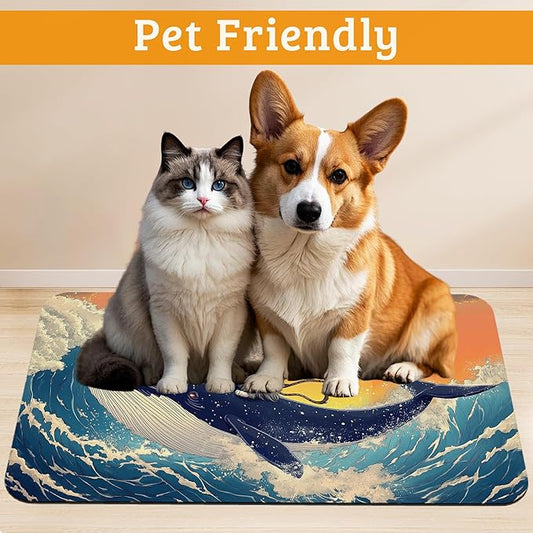 Dog Bowl Mat, Cat Shark Pet Feeding Mat - Image 2