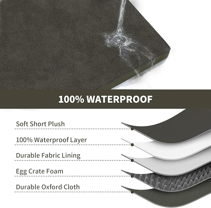 Comfort Dog Bed for Small Dogs & Cats, Waterproof Dog Crate Mat Orthopedic Egg - Image 4