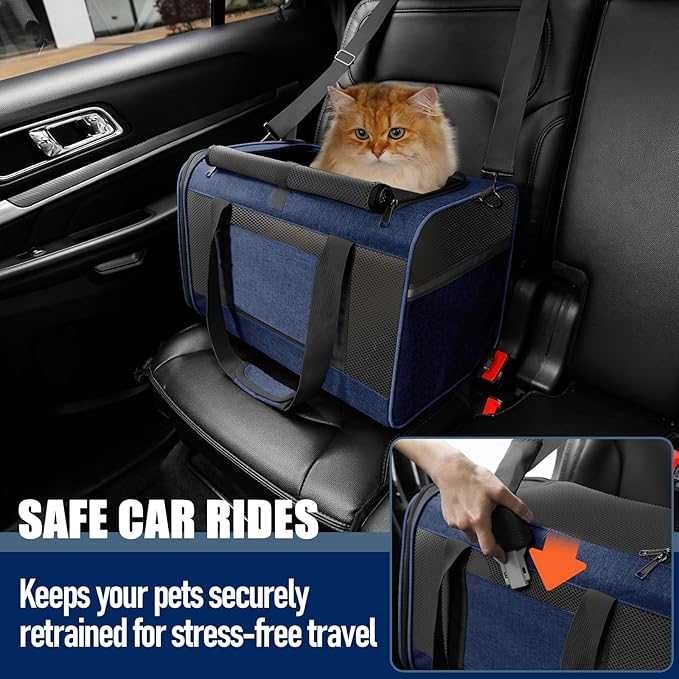 Dog Carrier Soft/Cat Crates Large Cat 20 to 25 pounds/Softsided Pet Car Travel - Image 4