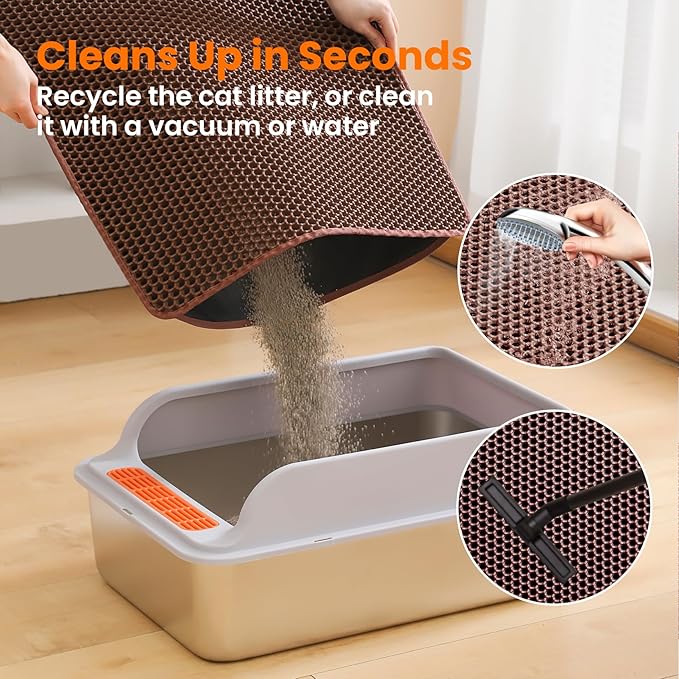 Extra Large Cat Litter Mat, 30x22 Inches Honeycomb Double Layer Cat Litter - Image 5