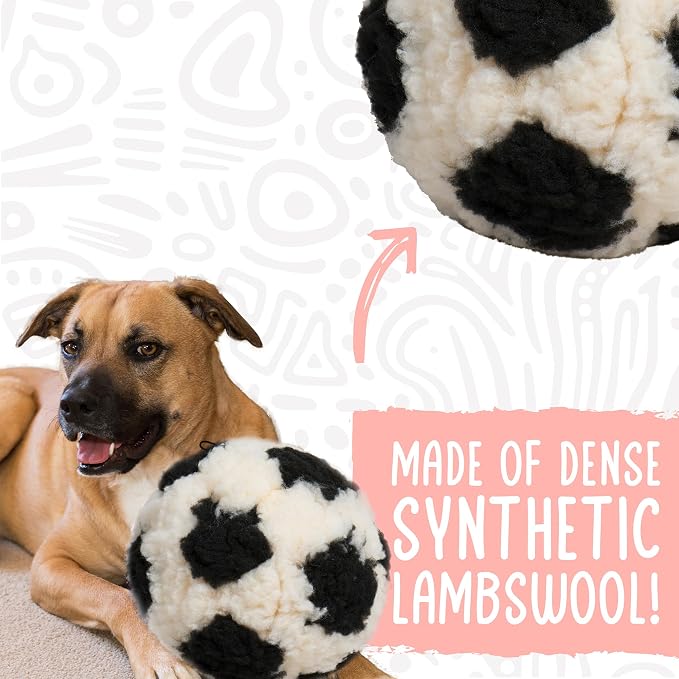 HuggleHounds HuggleFleece Plush Soccer Ball Dog Toy - Image 4