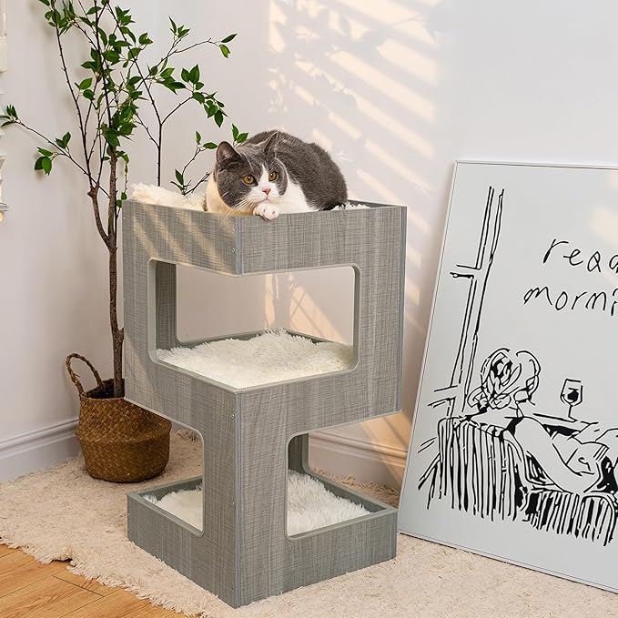 ACH Modern Cat Furniture Cat Tree Spacious Perch Multi-Level Cat Tower - Image 2