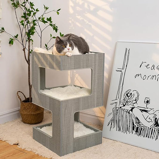 ACH Modern Cat Furniture Cat Tree Spacious Perch Multi-Level Cat Tower - Image 2