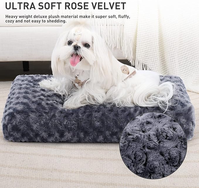 KSIIA Washable Dog Bed Deluxe Plush Dog Crate Beds Comfy Kennel Pad Anti-Slip - Image 3