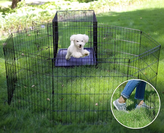 Artmeer Pet Playpen Puppy Playpen Kennels Dog Fence Exercise Pen Gate Fence - Image 3