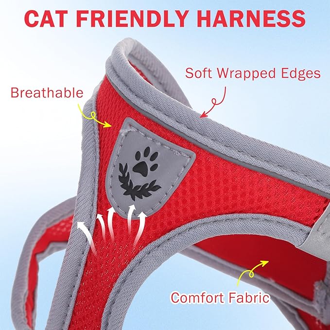 SCENEREAL Cat Harness and Leash Set Escape Proof, Adjustable Soft Air Mesh - Image 2