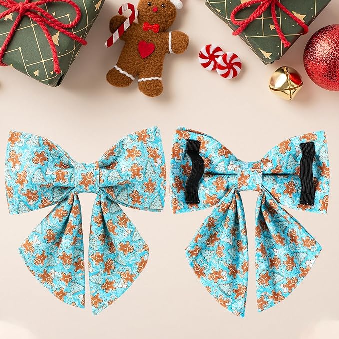 Christmas Dog Collar with Bow Tie, Adjustable Gingerbread Pet Collar, Chriatmas - Image 3