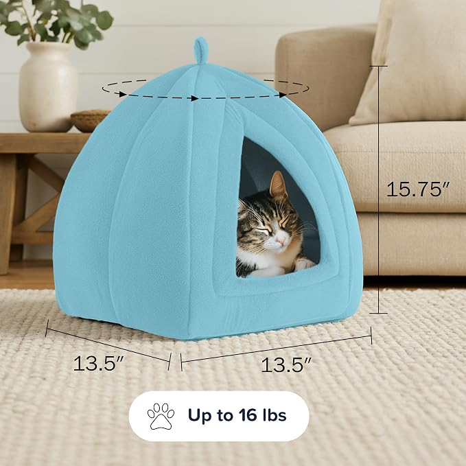 Cat House Indoor Cat Bed with Removable Foam Cushion, Plush Cat Tent Bed - Image 6