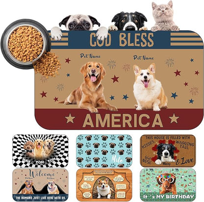 Personalized Dog Cat Mat with Name Photo Custom Placemat Feeding Mats by MYESCUSTOM