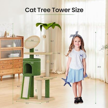 Erinnyees 57" Coconut Cat Tree for Indoor Cats, Spacious Platform, - Image 2