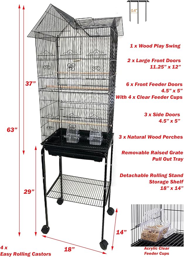 63" Roof Top Canary Parakeet Cockatiel Lovebird Finch Roof Top Bird Parrot Home - Image 3