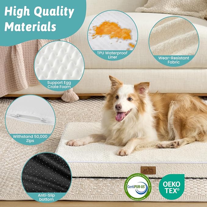 Dog Crate Bed for Small Size Dogs, Rectangular Orthopedic Cat Beds, Foam - Image 5