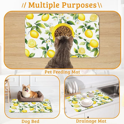 Lemon Feeding Mat, Non-Slip Rubber Backing Mat, Cat Dog Accessories Supplies - Image 7