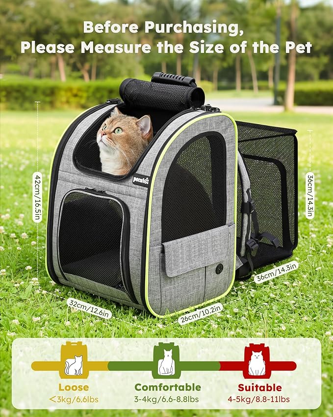 Pecute Cat Backpack Carrier Expandable, Foldable Pet Backpack - Image 2