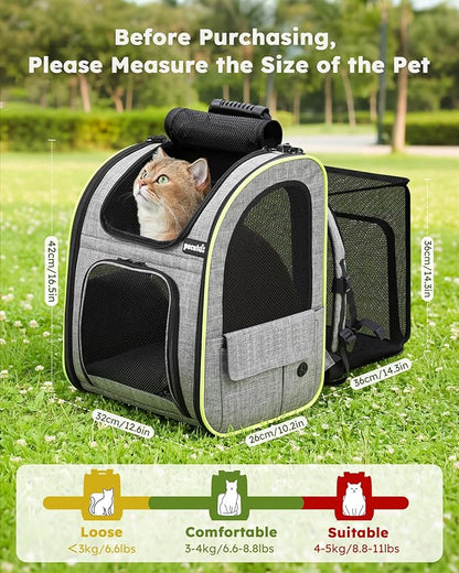 Pecute Cat Backpack Carrier Expandable, Foldable Pet Backpack - Image 2