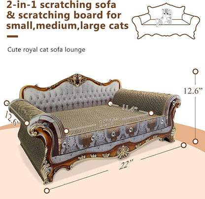 Luxury Cardboard Cat Scratcher Sofa Bed, Couch Shaped Cat Scratching Board - Image 2