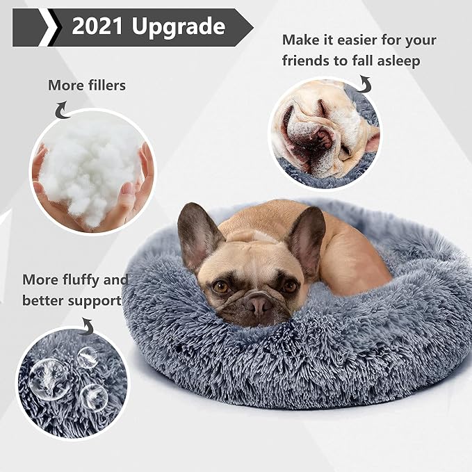 Small Calming Dogs Bed for Small Dogs Anti-Anxiety Machine Washable Fluffy - Image 2