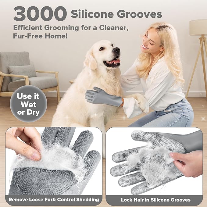 6PCS Pet Grooming Kit for Dogs, Cats and Horses | Dog Washing Gloves | Dog Bath - Image 3