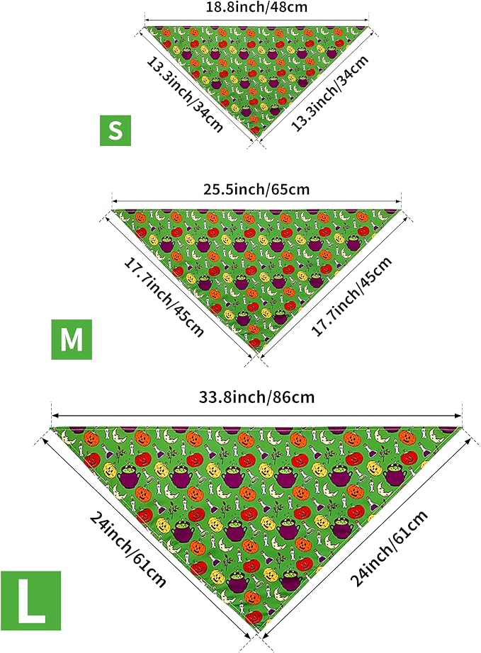 PET SHOW 50 Pack Halloween Big Dog Bandanas Bulk XL Washable Triangle Bibs - Image 2
