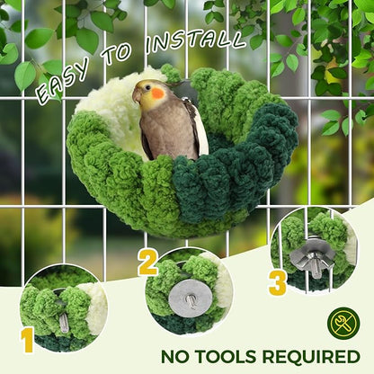 Bird Nest for Cage, Plush Hanging Bird Bed for Parakeet, Breeding Bird House - Image 3
