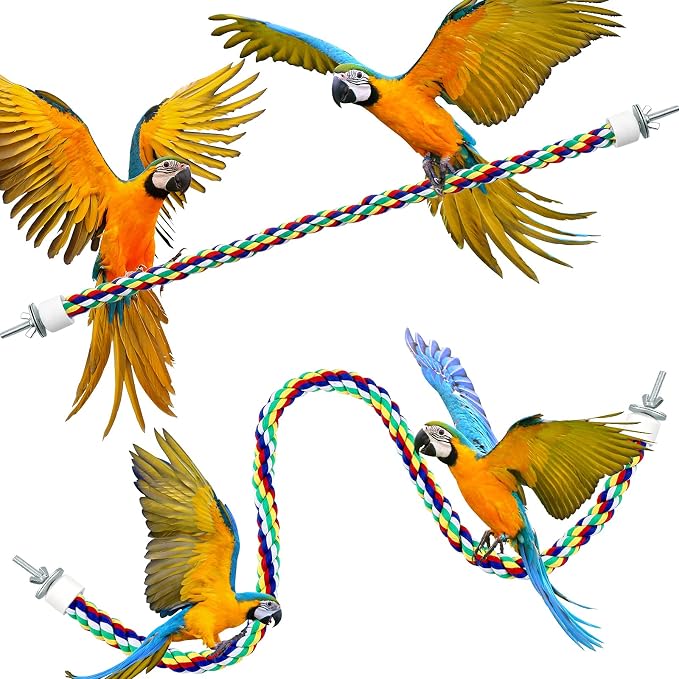 Weewooday 2 Pcs Bird Rope Perches Climbing Rope Bird Cage Accessories by Weewooday