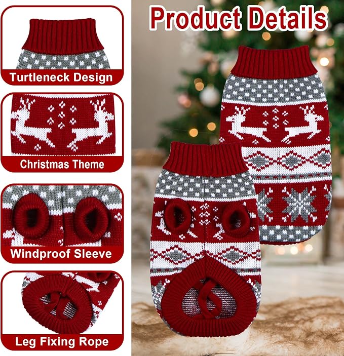Cat Dog Christmas Sweater Pet Winter Warm Coat Pajamas Small Dog Sweaters - Image 4