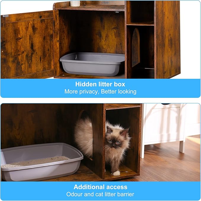 Hey-brother Cat Tree with XL Litter Box Enclosure, All-in-one Cat Tower - Image 6
