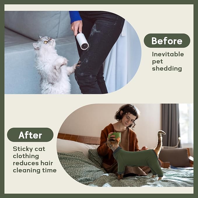PUMYPOREITY Sticky Hair Cat Clothes, Prevent Loss Pajamas, Soft Sweaters - Image 3