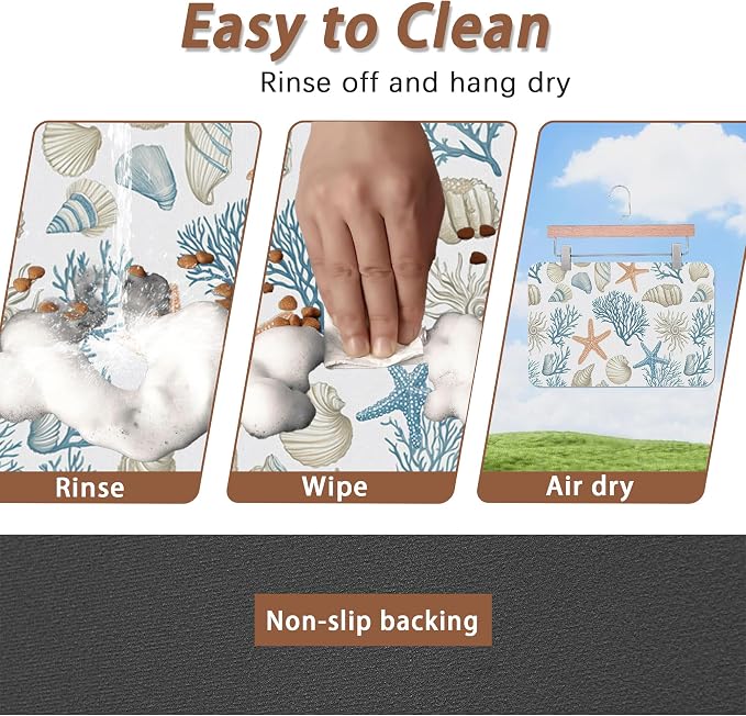 Starfish Dog Food Mat for Floors, Coral Shell Ocean Absorbent Quick-Dry Pet - Image 4